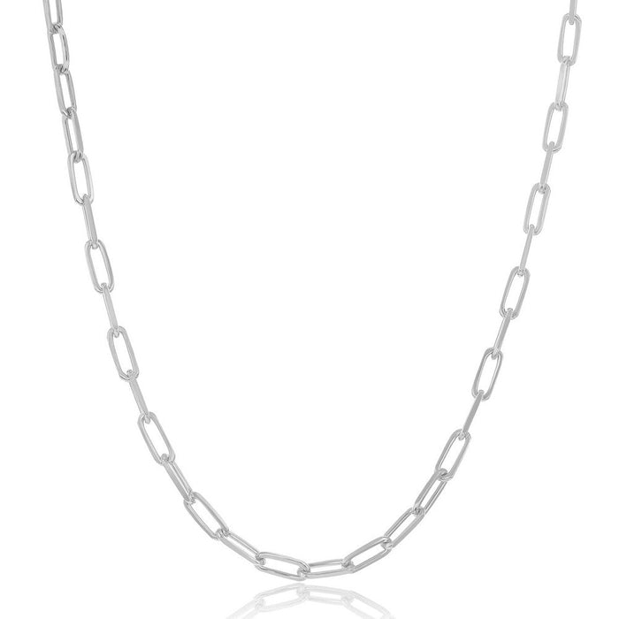 Sterling Silver 20” 3.2mm Paper Clip Chain - Rhodium Plated