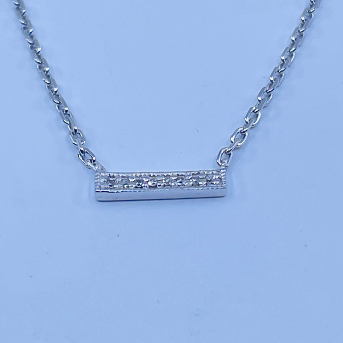 Sterling Silver Diamond Bar Necklace