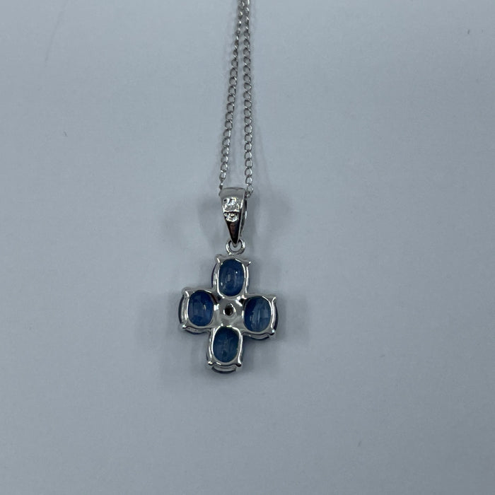 14kt White Gold sapphire and diamond pendant