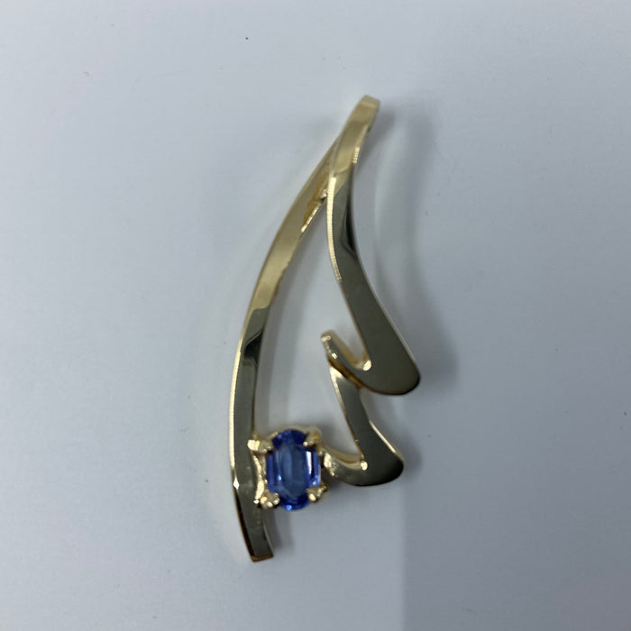 14kt Yellow Gold custom Tanzanite slide pendant