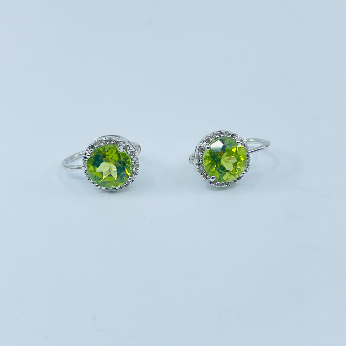 Sterling Silver Peridot and Diamond earrings