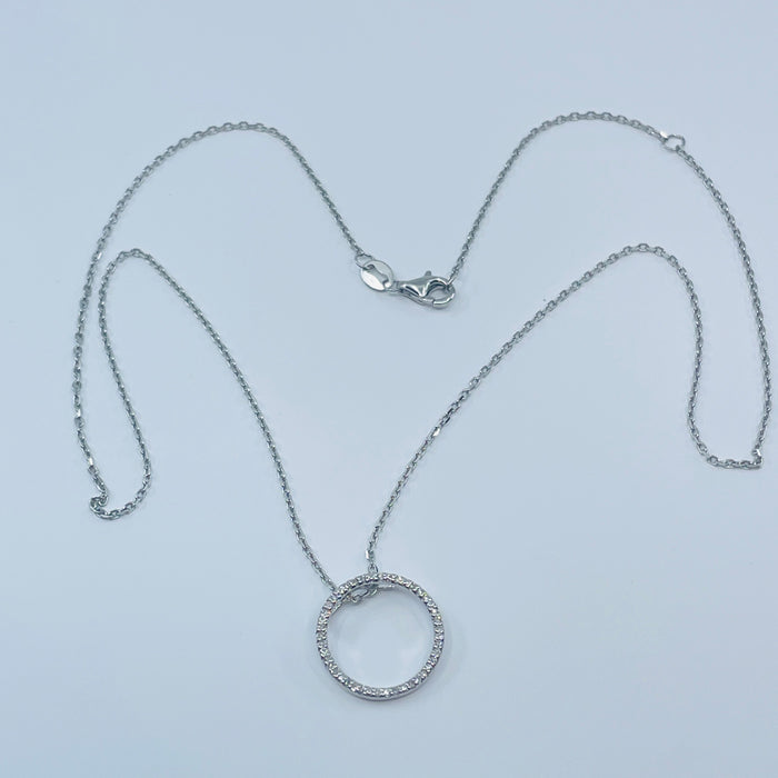 Sterling Silver 33@.11ctw diamond circle necklace