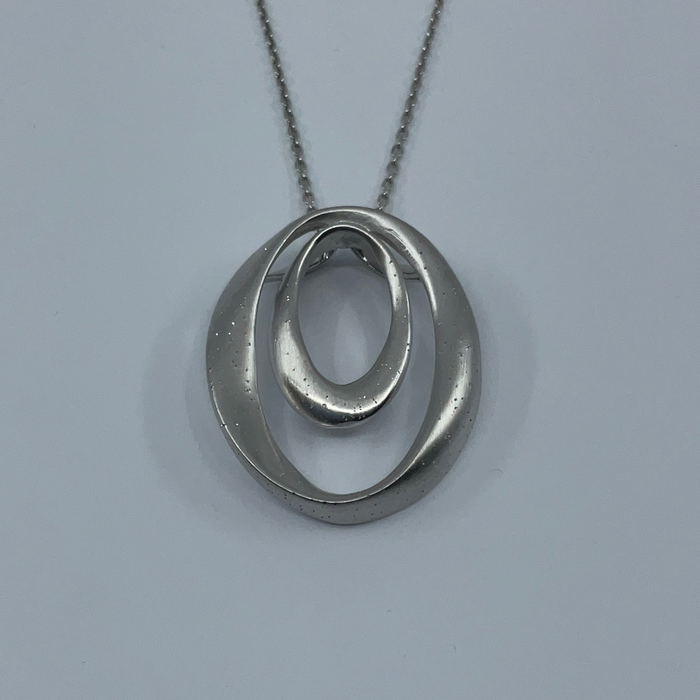 Sterling silver double oval drop pendant