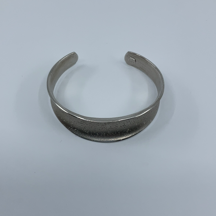 Sterling silver wide bangle bracelet