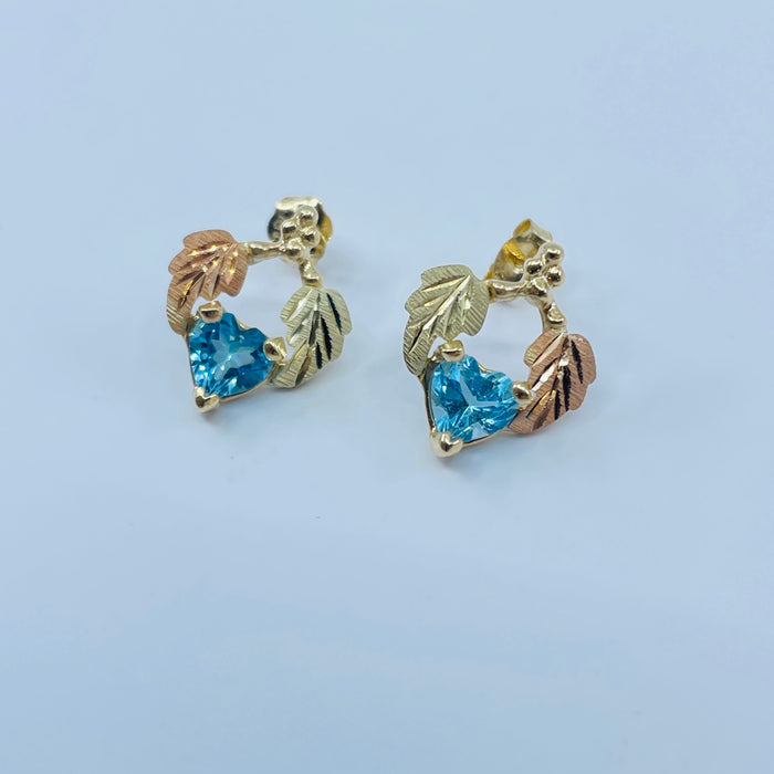 10kt Tricolor Gold Blue Topaz Earrings