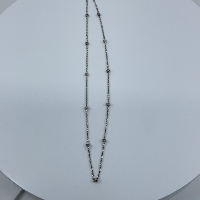 Sterling silver diamond station necklace