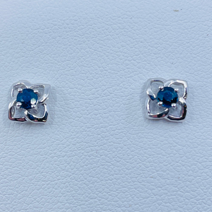 14kt White Gold Blue Sapphire Earrings